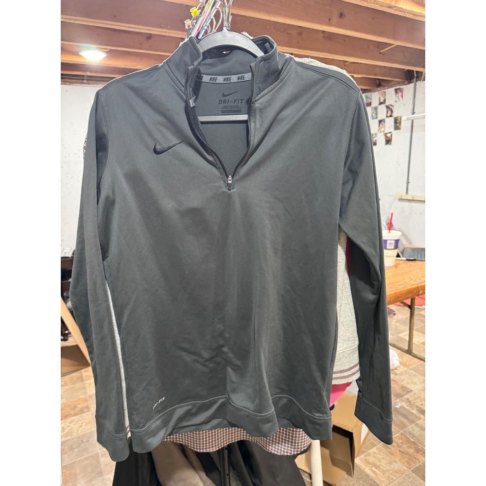 Nike Dri-FIT Quarter Zip Pullover Mens Medium Black Athletic Running Shirt